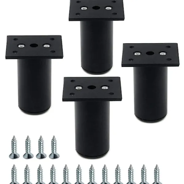 Skåp>4-pack möbelben, justerbara möbelskåpsfötter i aluminiumlegering med skruvar, 15 cm höjd, svart