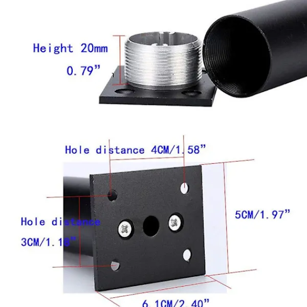 Skåp>4-pack möbelben, justerbara möbelskåpsfötter i aluminiumlegering med skruvar, 15 cm höjd, svart