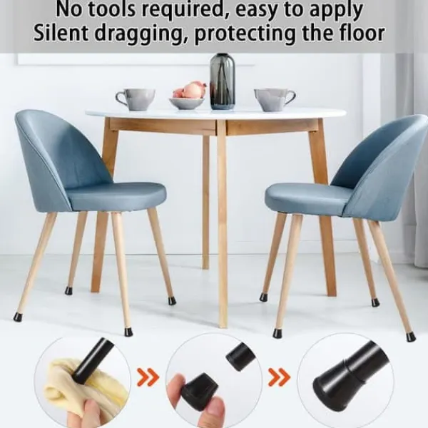 Stolar>40-pack Möbeltassar / Stolsbensskydd med Filt – Silikon Golvskydd för Stolsben 15-18 mm