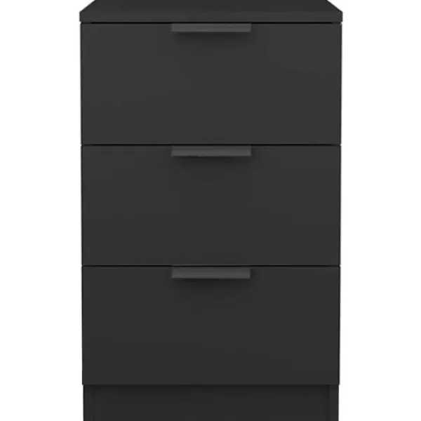 DÉCOSHOP26 Byråer>2-pack nattygsbord med 3 lådor 40 x 36 x 65 cm svart ingenjörsträ DEC035570