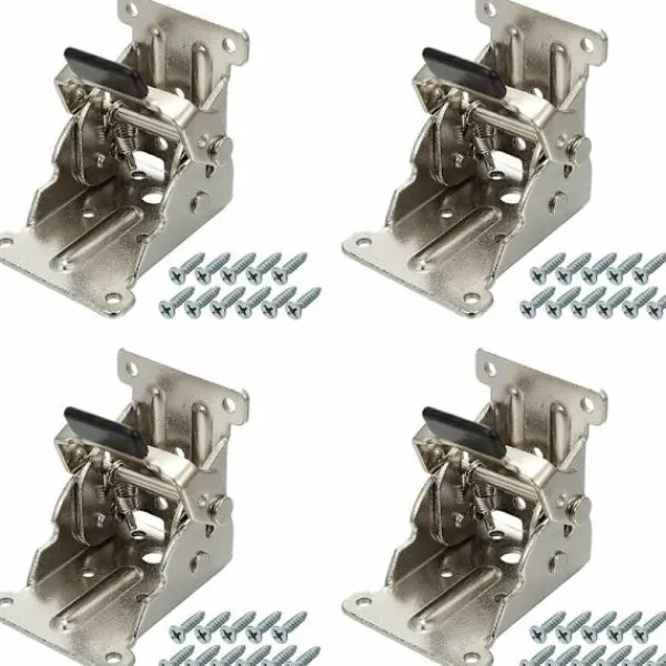 Matbord>4-pack självlåsande fällbara gångjärn, plåtfällbara konsolförlängningslås, fällbara benbeslag för bordssängsoffa fällbara ben - silver