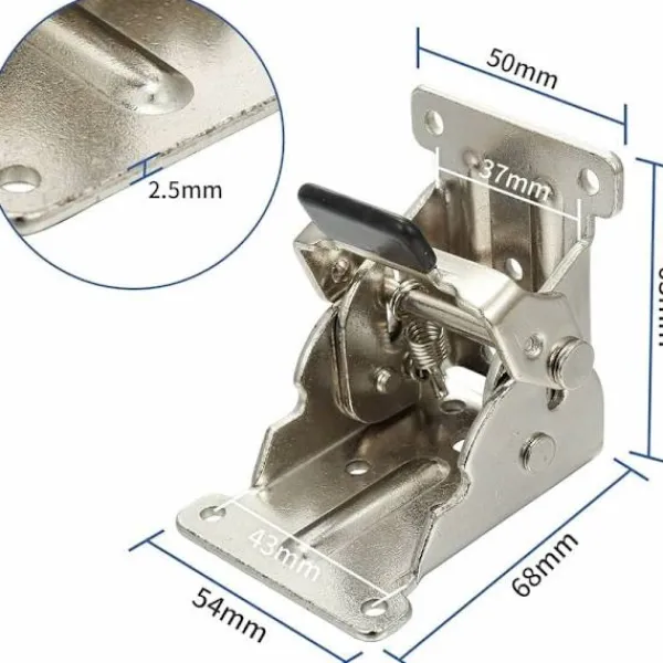 Matbord>4-pack självlåsande fällbara gångjärn, plåtfällbara konsolförlängningslås, fällbara benbeslag för bordssängsoffa fällbara ben - silver