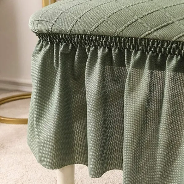 Stolar>2-pack Stolsöverdrag Jacquard Stolsöverdrag med Lång Kjol Hög Stretch Avtagbart Tvättbart Stolsöverdrag (Grön, 2 st)
