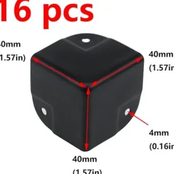Kistor & Koffertar>16-pack Svarta Hörnskydd i Metall, 1,57" Kantbeskydd för Lådor, Hörnskydd i Metall för Högtalare (40×40×40mm)