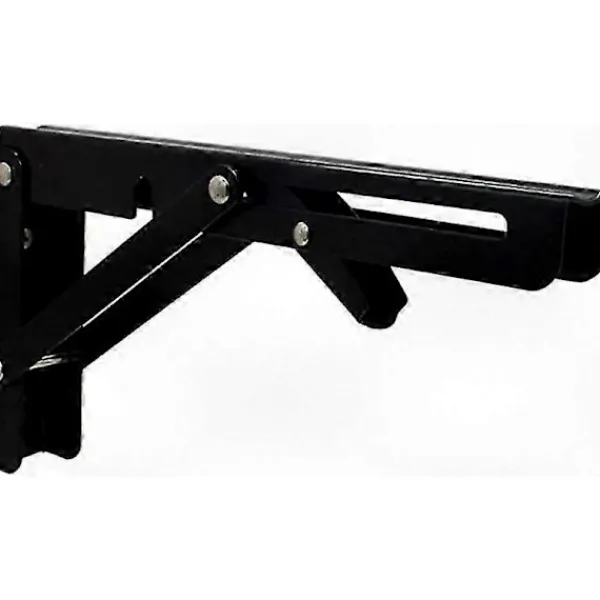Hyllor>2-pack 8-tums svarta kraftiga fällbara hyllkonsoler, hopfällbart metalltriangelstöd för bord och bänkar
