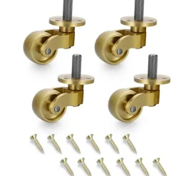 Stolar>4-pack Universala Mässing Hjul, 360 Graders Rotation, Gängade Stam Hjul, Tunga Metall Swivel Hjul, Flyttbara Hjul Ersättningar för Möbel