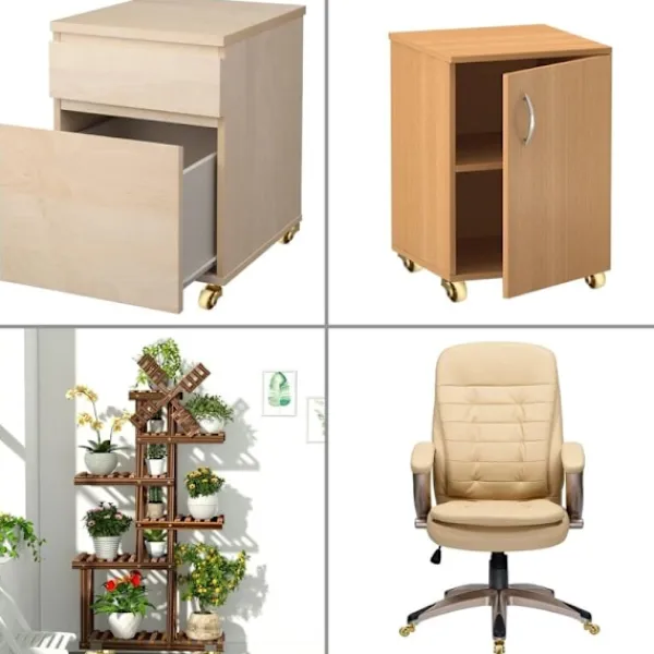 Stolar>4-pack Universala Mässing Hjul, 360 Graders Rotation, Gängade Stam Hjul, Tunga Metall Swivel Hjul, Flyttbara Hjul Ersättningar för Möbel