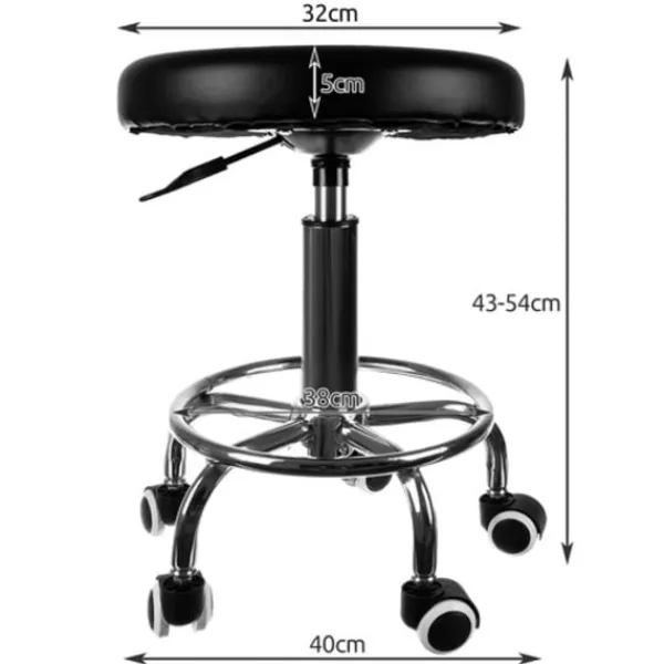 Pallar>Pall med Hjul - Arbetspall - Frisörpall - Frisör / Salong black