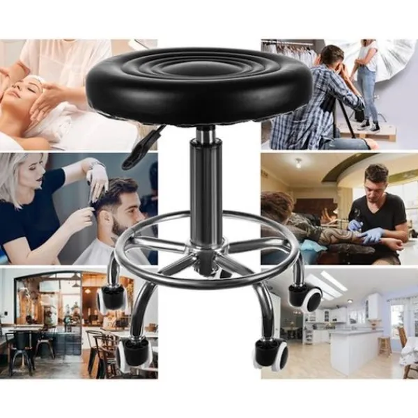 Pallar>Pall med Hjul - Arbetspall - Frisörpall - Frisör / Salong black