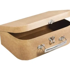 Kistor & Koffertar>Pappersmaché-låda som mäter 25,5*18,5*10 cm, med metallhandtag, naturfärgad pappersmaché, 25,5*18,5*10 cm