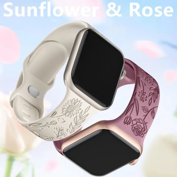 Sittsäckar>Passar iwatchS9 876SE Apple Watch armband präglat liten ros silikon Ros - rökig lila 38/40/41mm