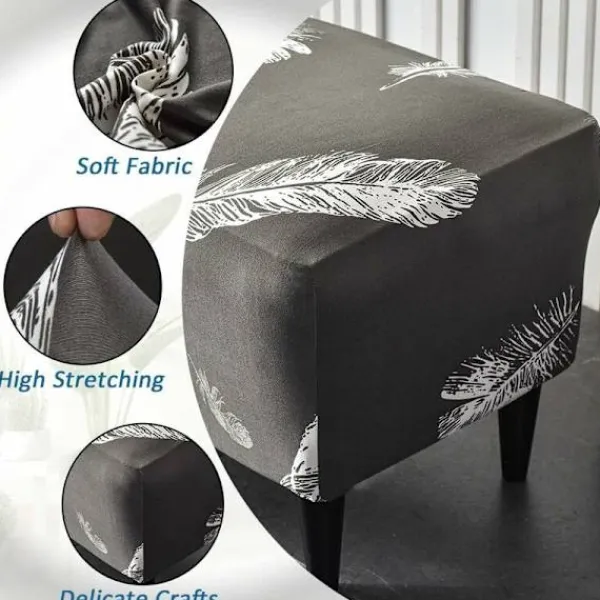 Sittpuffar>1PC(Vit Fjäder) Ottoman Överdrag Rektangulär Stretch Ottoman Cove