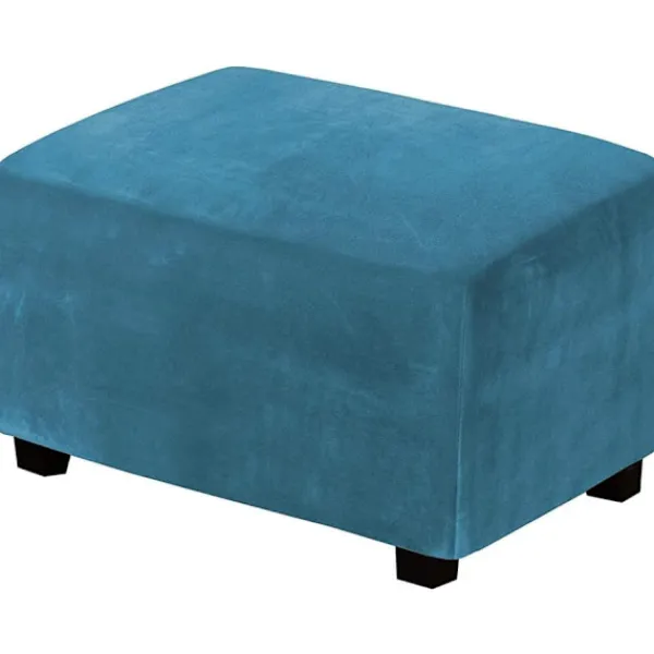 Sittpuffar>(Påfågelblå) Stretch Pouf-överdrag Sammet Ottoman-överdrag Rektangel