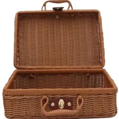 Kistor & Koffertar>Picknickkorg, Vävd Vintage Resväska i Flätad Korg Vävd Förvaringskorg Rotting Förvaringslåda Picknick Vävd L