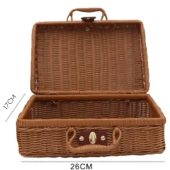 Kistor & Koffertar>Picknickkorg, Vävda Vintage Resväska i Flätad Korg Vävda Förvaringskorgar Rotting Förvaringslåda Picknick Väv L