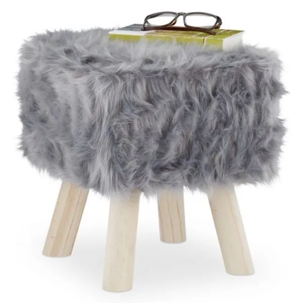 B2X Pallar>Pälspall Faux Fur Grå