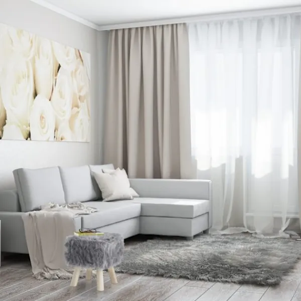 B2X Pallar>Pälspall Faux Fur Grå