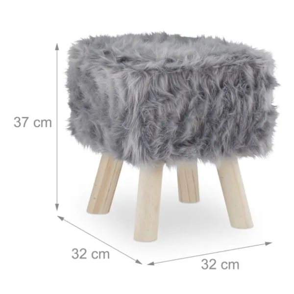 B2X Pallar>Pälspall Faux Fur Grå
