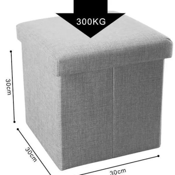 INTIRILIFE Sittpuffar>Pouf - - 30x30x30 cm - Grå Alaska - Linne-look - Multifunktionell