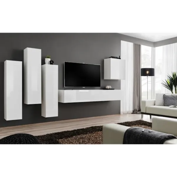 PRICE FACTORY Tv-Bänkar>- TV-möbel SWITCH III design, färg vit glans. Modern och trendig möbel för ditt vardagsrum.