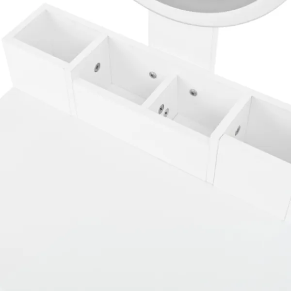 Sminkbord>Professionellt sminkbord med 3-färgs LED-belysning, 80x134cm, med 3 lådor & spegel, förvaringsdesign, vit