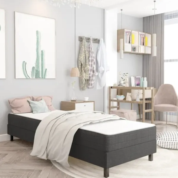 vidaXL Sängar>Ramsäng grå tyg 100x200 cm