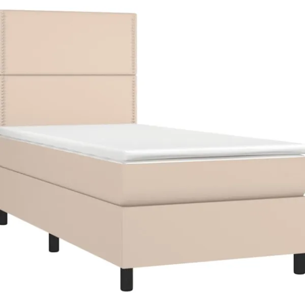 vidaXL Sängar>Ramsäng med bäddmadrass & LED cappuccino 90x190 cm konstläder