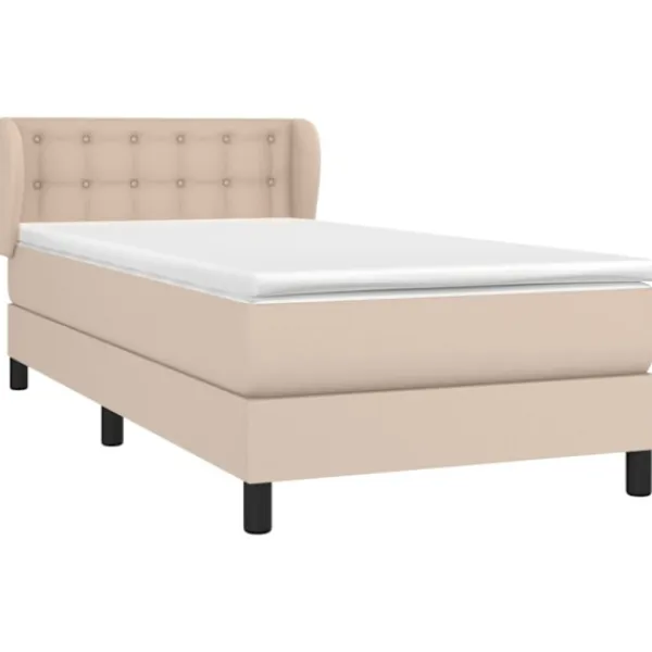 vidaXL Sängar>Ramsäng med bäddmadrass cappuccino 80x200 cm konstläder