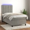 vidaXL Sängar>Ramsäng med madrass & LED ljusgrå 90x200 cm sammet