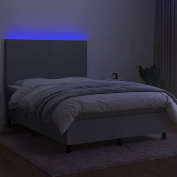 vidaXL Sängar>Ramsäng med madrass & LED ljusgrå 140x190 cm tyg