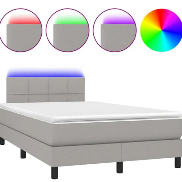 vidaXL Sängar>Ramsäng med madrass & LED ljusgrå 120x200 cm tyg