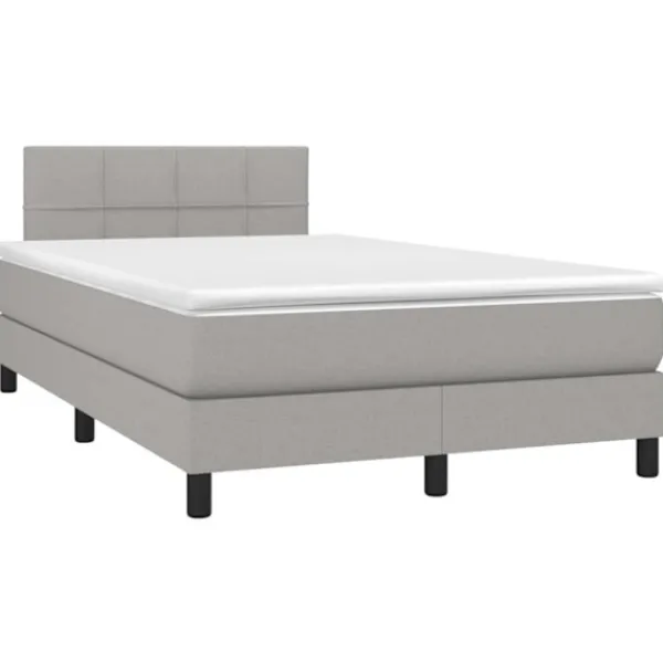 vidaXL Sängar>Ramsäng med madrass & LED ljusgrå 120x200 cm tyg