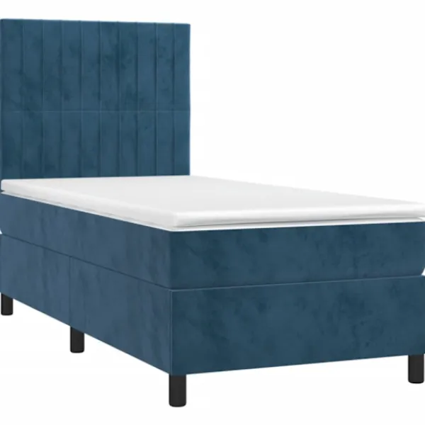 vidaXL Sängar>Ramsäng med madrass & LED mörkblå 80x200 cm sammet