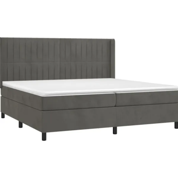 vidaXL Sängar>Ramsäng med madrass & LED mörkgrå 200x200 cm sammet