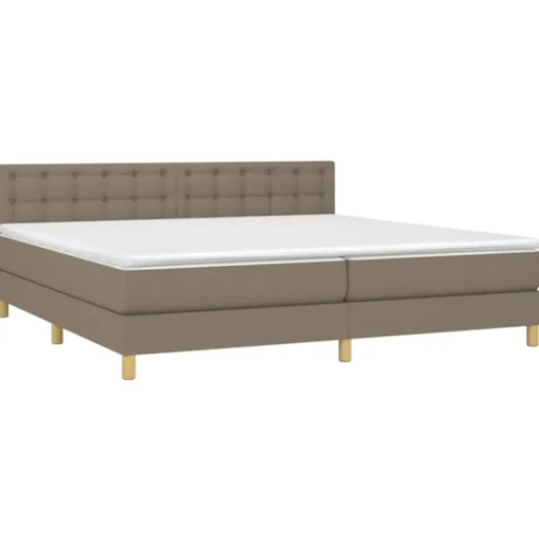 vidaXL Sängar>Ramsäng med madrass & LED taupe 200x200 cm tyg