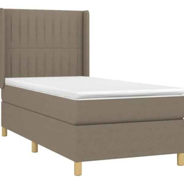 vidaXL Sängar>Ramsäng med madrass & LED taupe 90x200 cm tyg