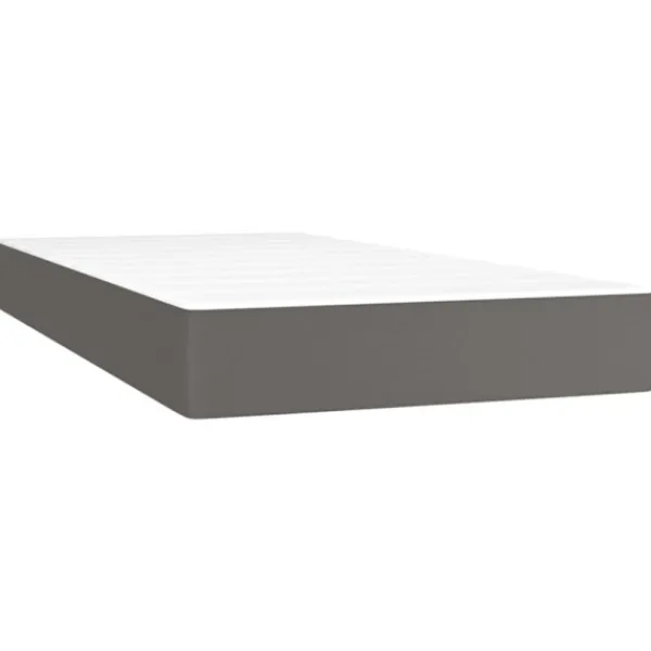 vidaXL Sängar>Ramsäng med madrass grå 90x200 cm konstläder
