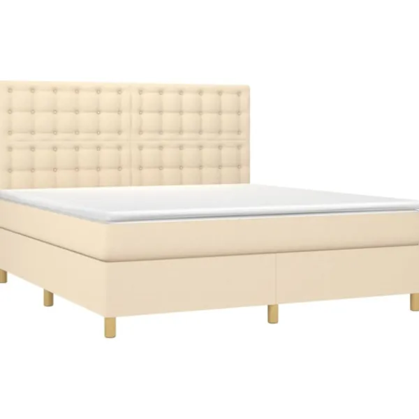 vidaXL Sängar>Ramsäng med madrass gräddvit 180x200 cm tyg