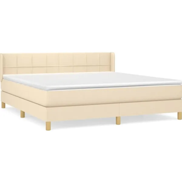 vidaXL Sängar>Ramsäng med madrass gräddvit 160x200 cm tyg
