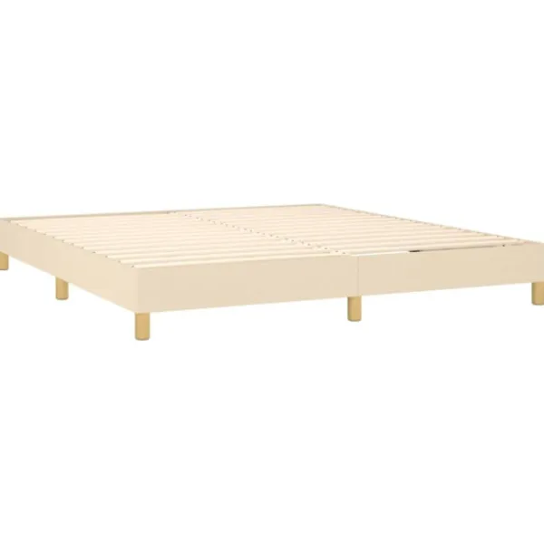 vidaXL Sängar>Ramsäng med madrass gräddvit 160x200 cm tyg