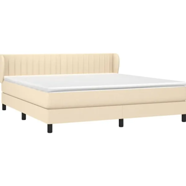 vidaXL Sängar>Ramsäng med madrass gräddvit 180x200 cm tyg