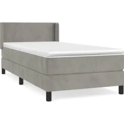 vidaXL Sängar>Ramsäng med madrass ljusgrå 80x200 cm sammet