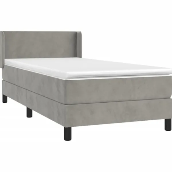 vidaXL Sängar>Ramsäng med madrass ljusgrå 80x200 cm sammet