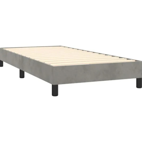 vidaXL Sängar>Ramsäng med madrass ljusgrå 80x200 cm sammet