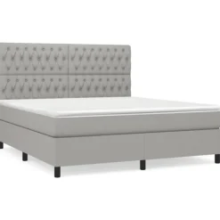 vidaXL Sängar>Ramsäng med madrass ljusgrå 180x200 cm tyg