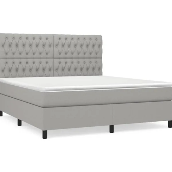 vidaXL Sängar>Ramsäng med madrass ljusgrå 180x200 cm tyg