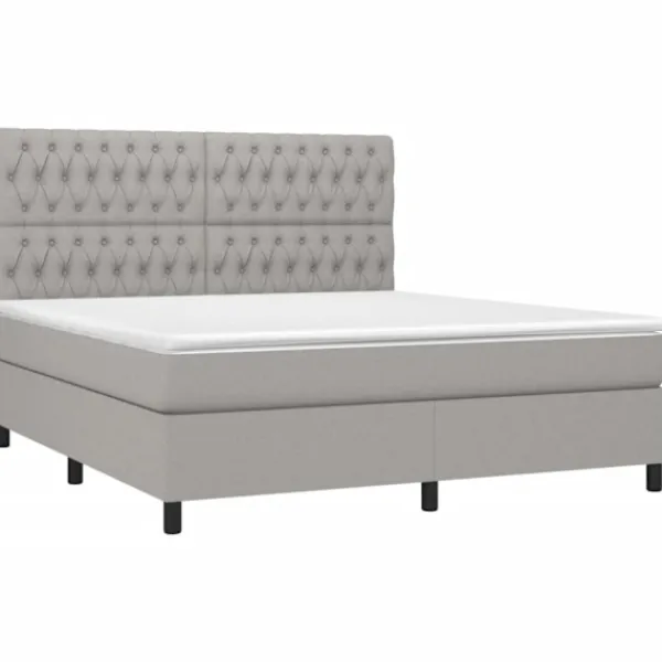 vidaXL Sängar>Ramsäng med madrass ljusgrå 180x200 cm tyg