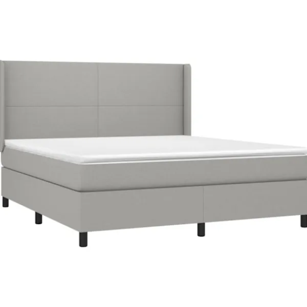 vidaXL Sängar>Ramsäng med madrass ljusgrå 160x200 cm tyg