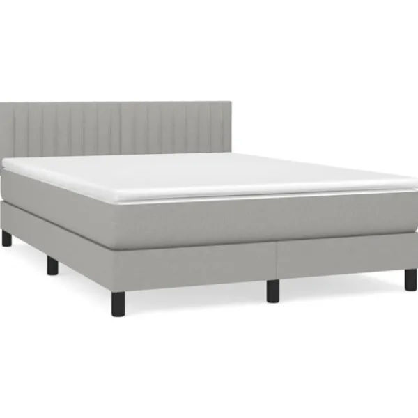 vidaXL Sängar>Ramsäng med madrass ljusgrå 140x190 cm tyg