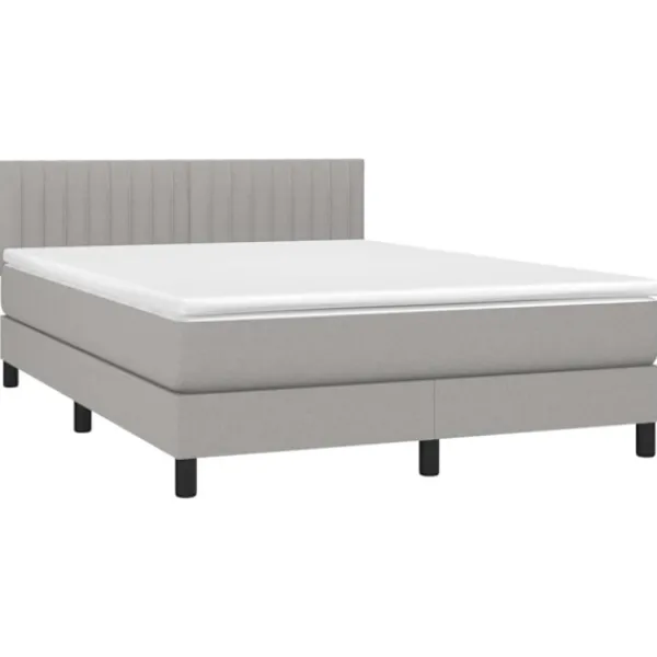 vidaXL Sängar>Ramsäng med madrass ljusgrå 140x190 cm tyg